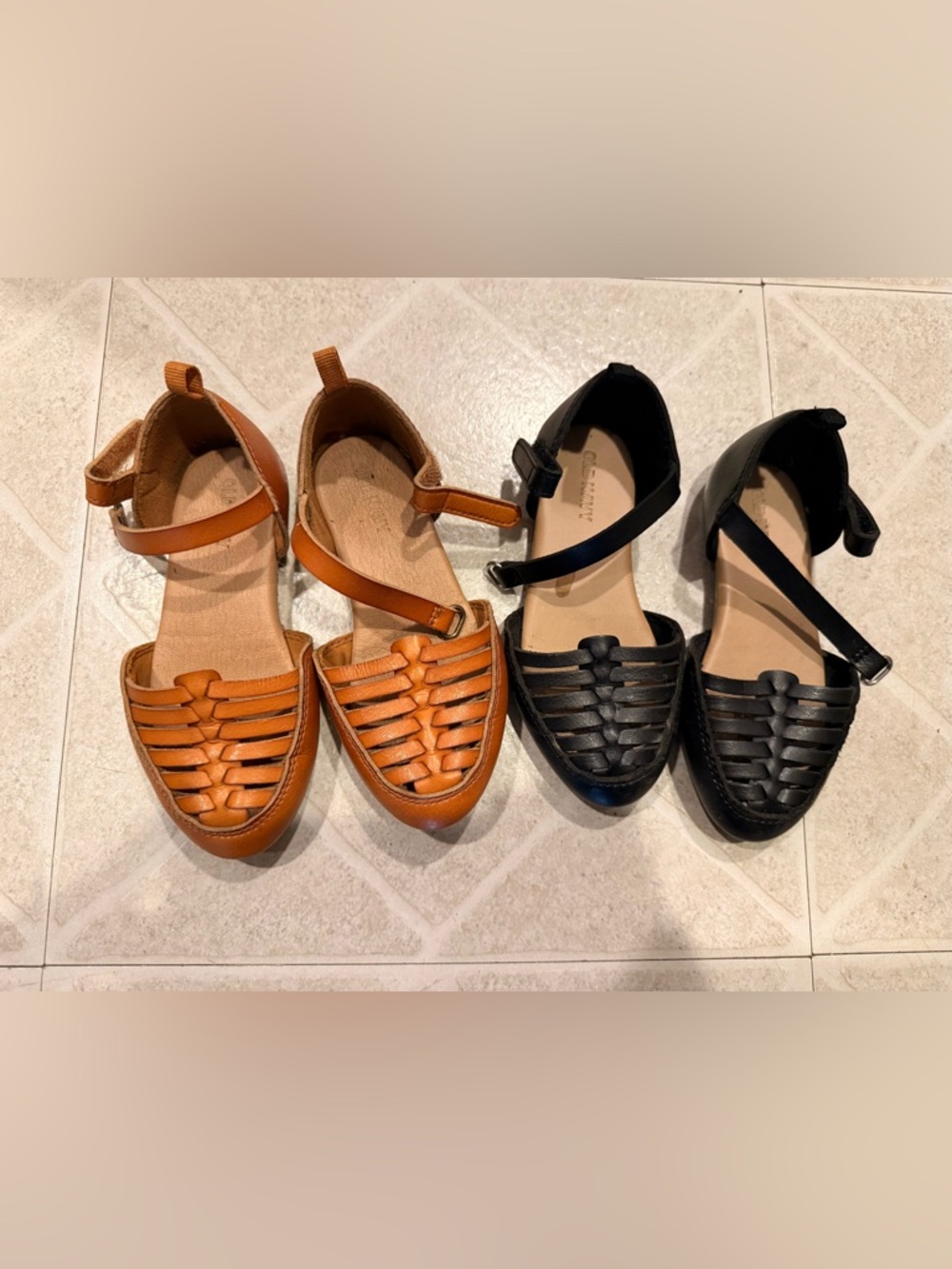 Old Navy Kids Woven Mary Jane Sandals - Tan and Black